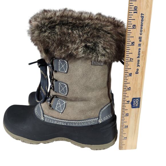 Khombu Snow Boots Women 7 Youth 5 Slope Leather‎ Faux Fur Waterproof Lace Up 10" - Picture 12 of 14